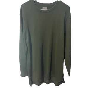 𝅺A-FRAME Stitch Fix Olive Green Crewneck Sweater w/Gray Trim Around Neck